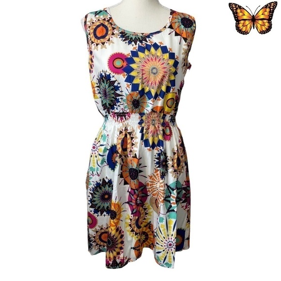 Shein Abstract Multi Colour Print Summer Dress Size Small - Picture 1 of 9